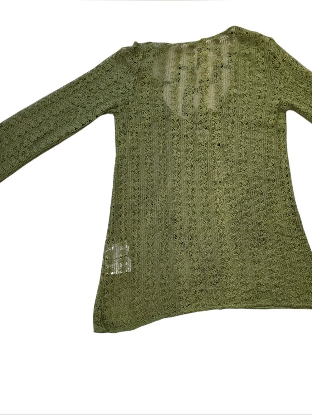 H&M Olive Green Knit Tie-Front V-Neck Sweater